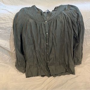 Nanette Green Smocked Tunic Top flowy blouse